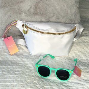 Stoney Clover Lane x Target White Fanny Pack & Green Cat Eye Sunglasses